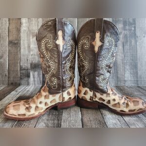 Ferrini Brown and Tan Heeled Boots